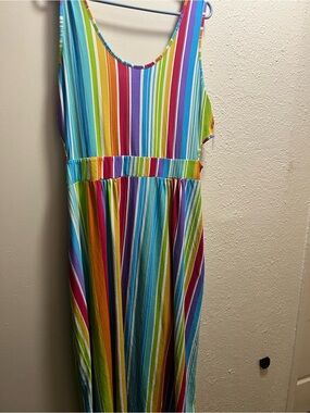 Bright Multi-Color Striped Maxi Dress